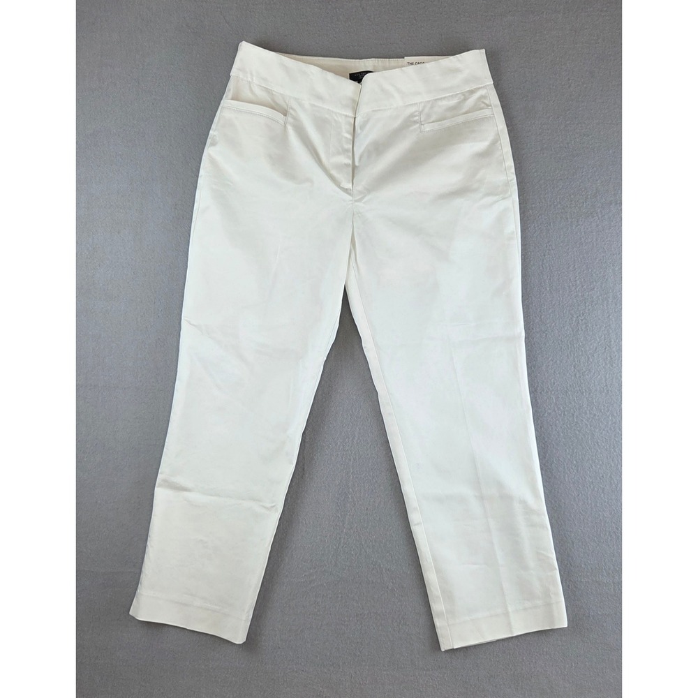 NWT Ann Taylor The Crop Mid Rise Slim Leg Ankle Pants 4 Petite White Cotton